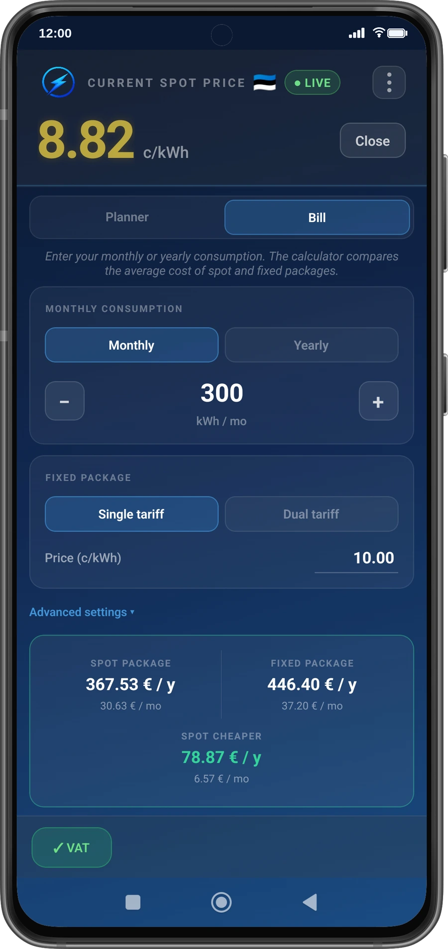 Elenord bill calculator